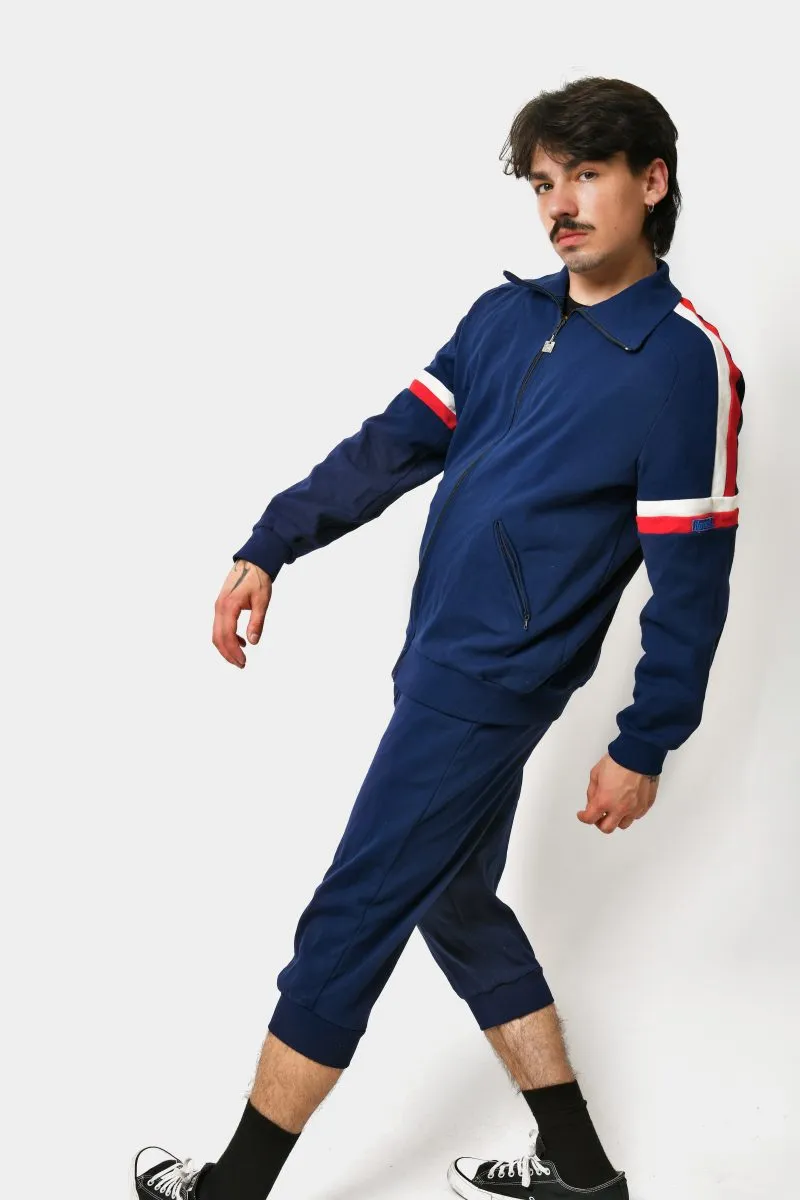 80s 70s tracksuit set blue