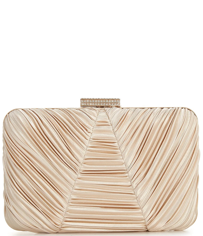 Antonio Melani Pleated Gold Metal Minaudiere Clutch