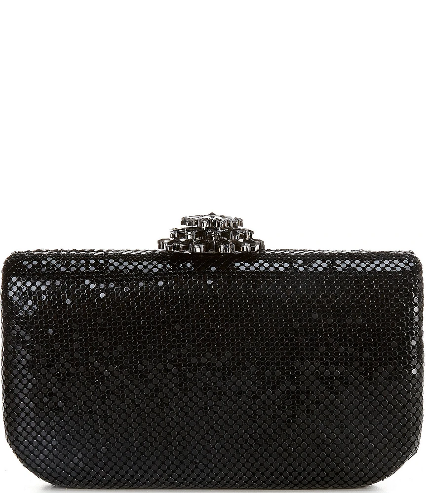 Antonio Melani Stone Top Gunmetal Flower Minaudiere Clutch