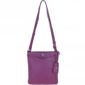 Ashwood Curve  Zip Top Leather Cross Body Bag Raspberry: 64640/curve