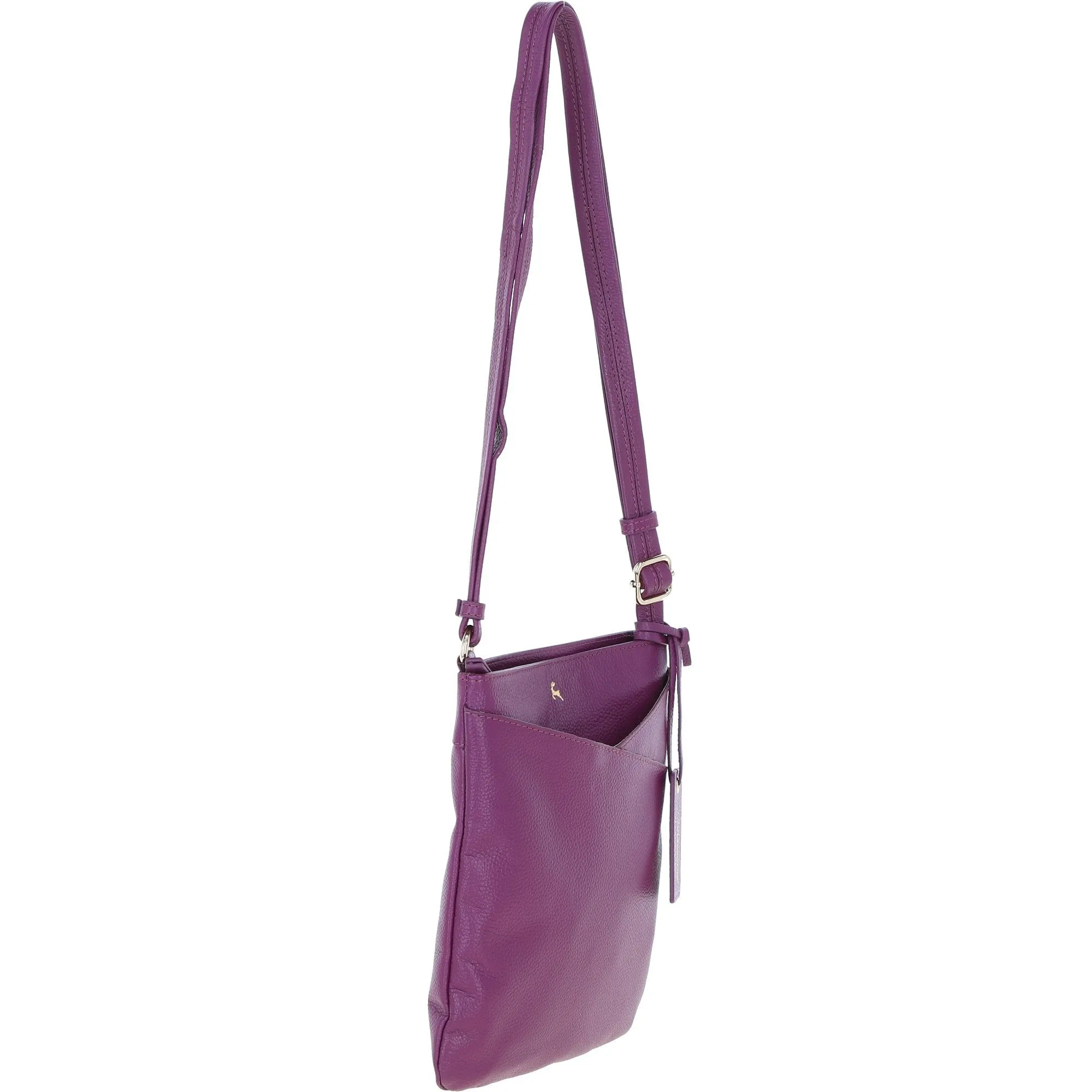 Ashwood Curve  Zip Top Leather Cross Body Bag Raspberry: 64640/curve