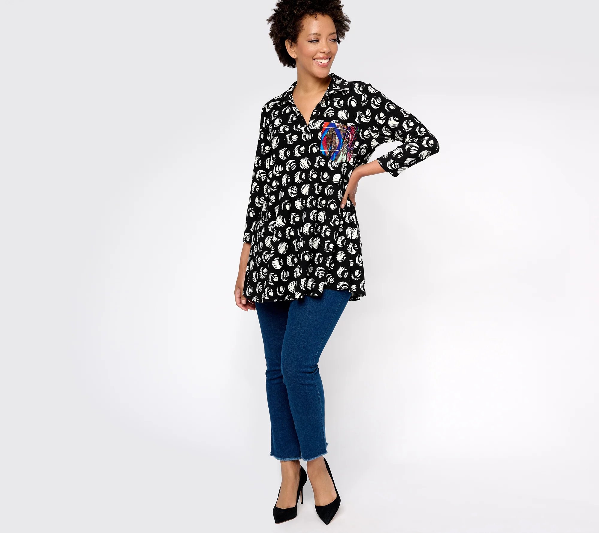 Attitudes by Renee_Como Jersey Tunic w/Contrast Pocket