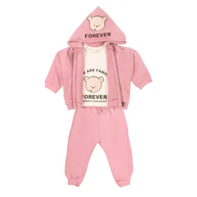 Aventiquattrore Pink And White 3-Piece Tracksuit Set For Little Girls