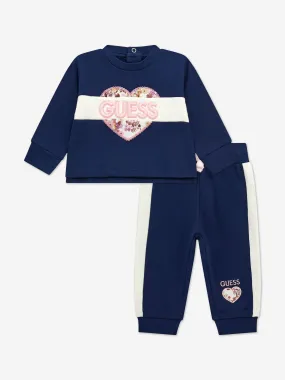 Baby Girls Heart Logo Tracksuit in Blue