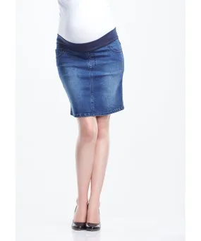 Band Denim Maternity Skirt