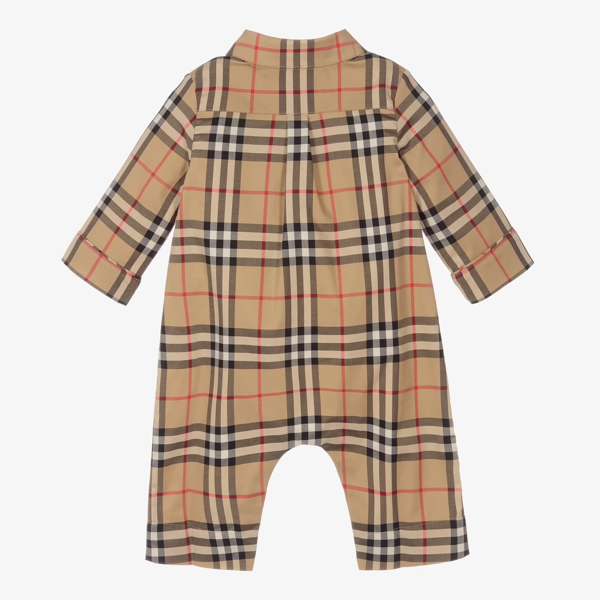 Beige Check Cotton Romper