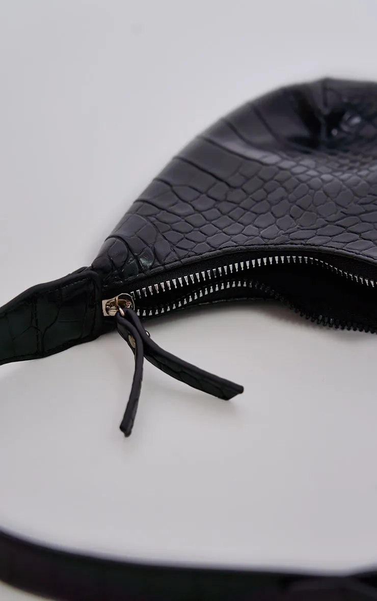 Black Croc Mini Shoulder Bag | Accessories