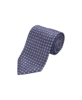 Blue with Tan Medallion Silk Necktie | He Spoke Style