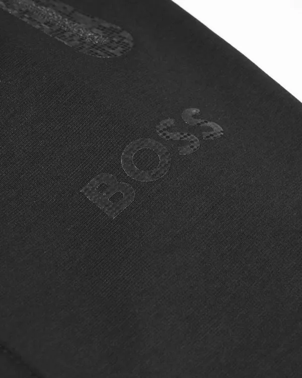 BOSS GREEN Boss Cotton-Blend Tracksuit Bottoms with Pixelated Details - Black