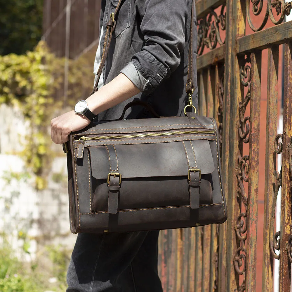 Brown Leather Computer Bag - Horizon Leathers