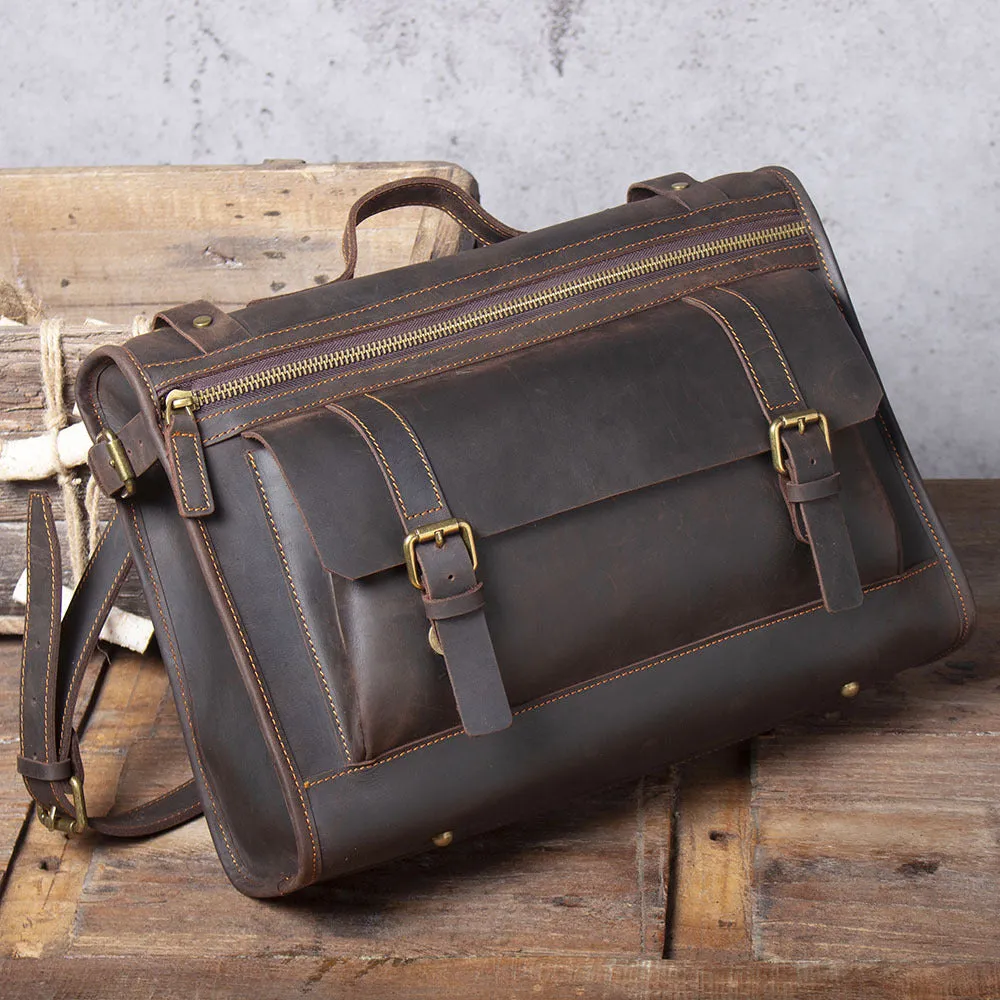 Brown Leather Computer Bag - Horizon Leathers