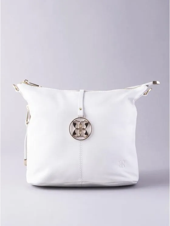 Cartmel Leather Cross Body Bag in Off-White