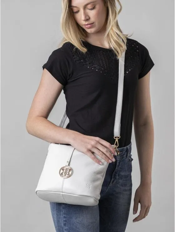 Cartmel Leather Cross Body Bag in Off-White