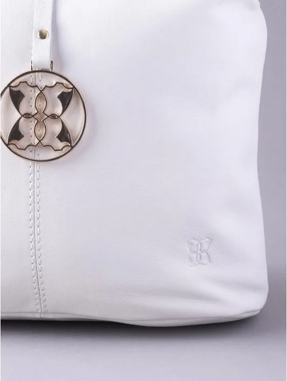 Cartmel Leather Cross Body Bag in Off-White