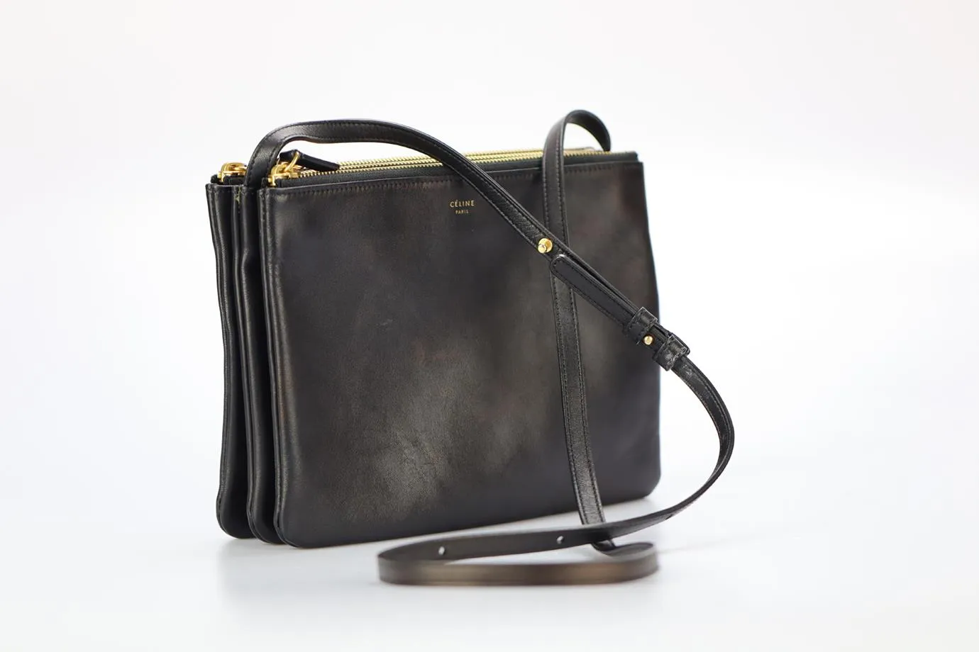 CELINE TRIO LEATHER SHOULDER BAG