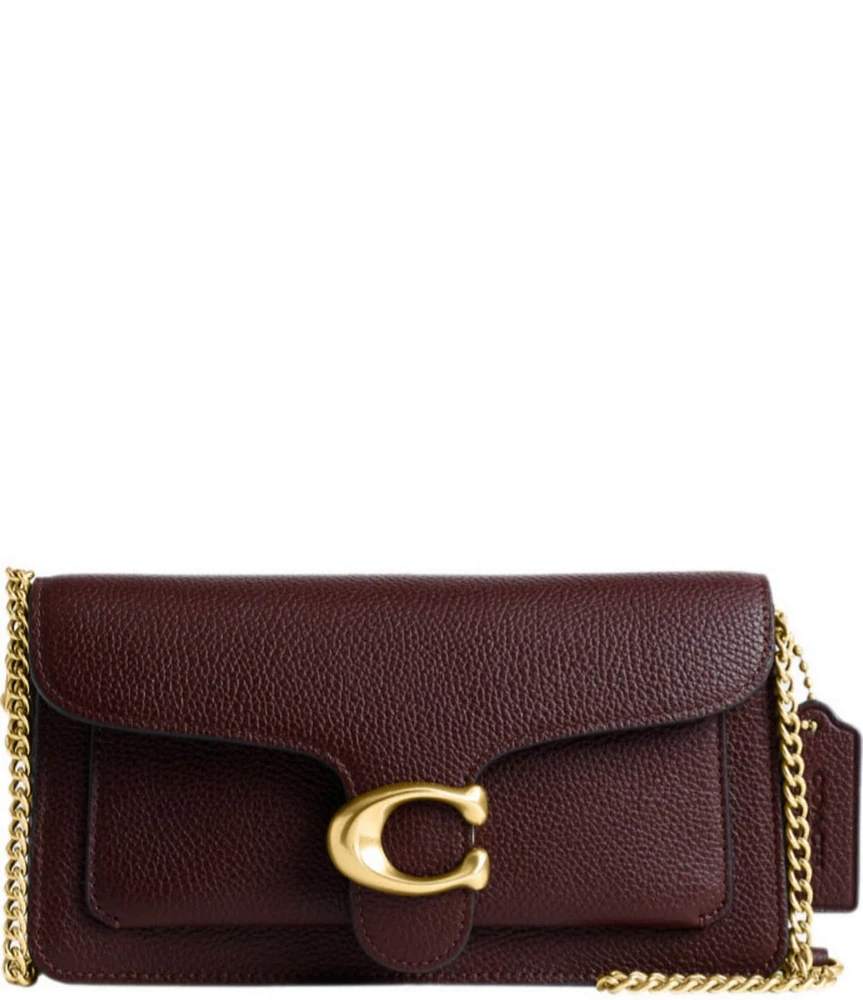 COACH Polished Pebble Tabby Chain Clutch Bag