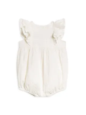 Colored Organics - Organic Elowyn Eyelet Ruffle Bubble Romper - Coconut: 3-6M