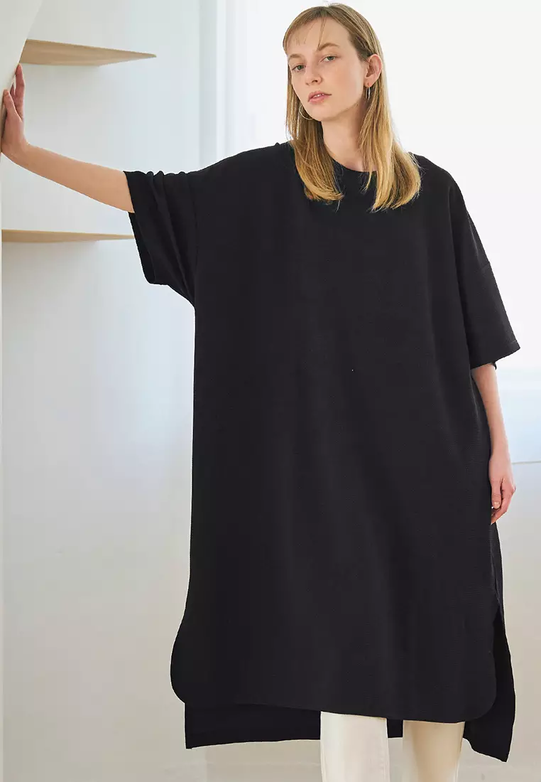 comcoca 【Embossed Design】 Oversized Tunic Dress (Relaxed Fit)