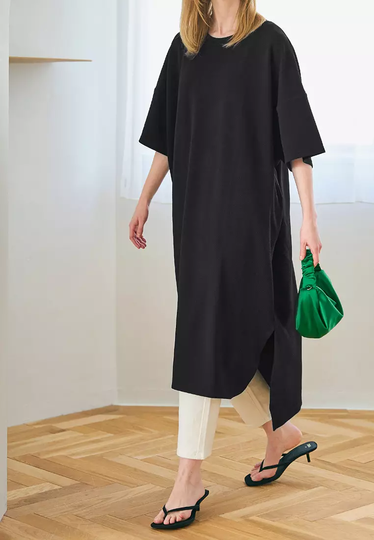 comcoca 【Embossed Design】 Oversized Tunic Dress (Relaxed Fit)