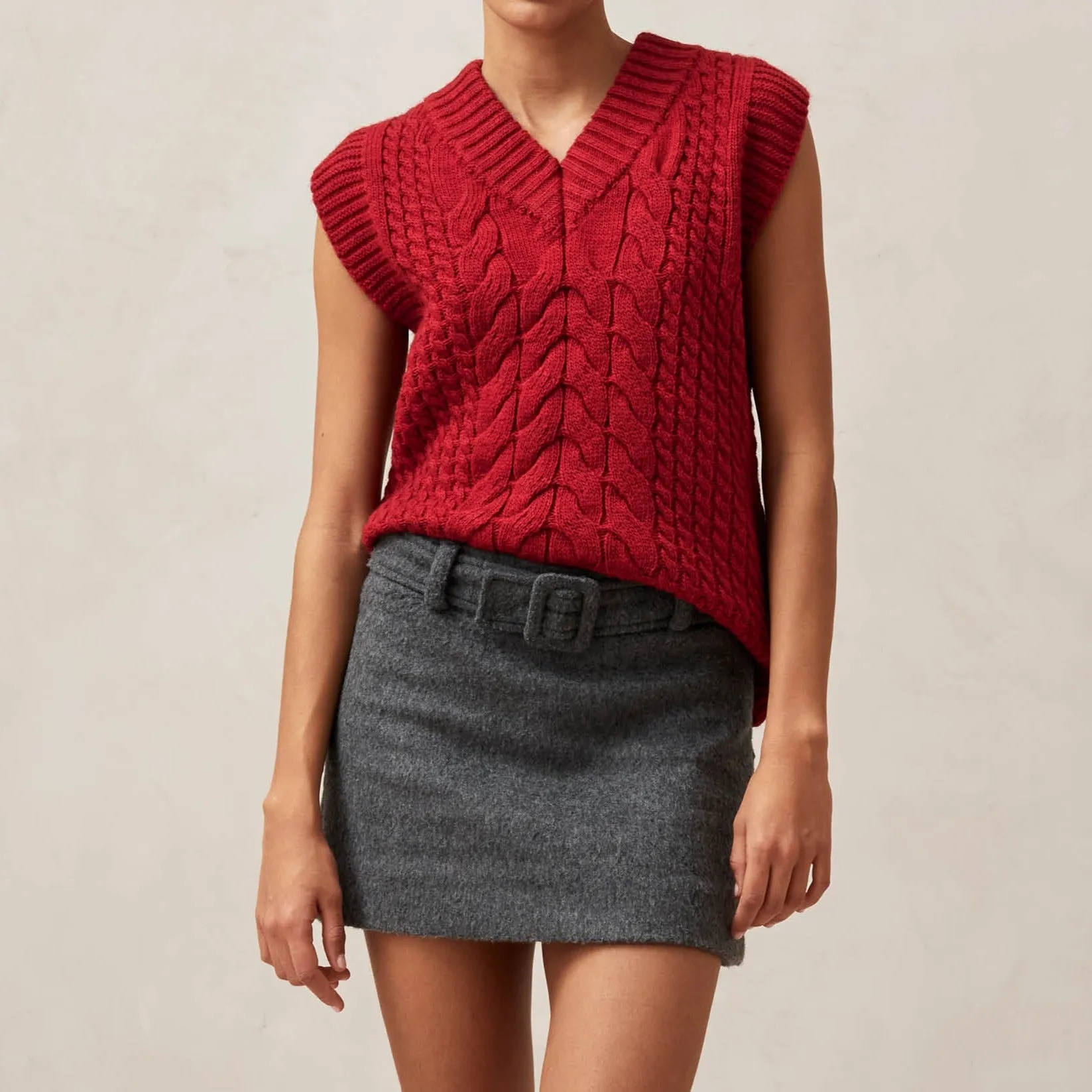 Cosy Red Tricot Vest  