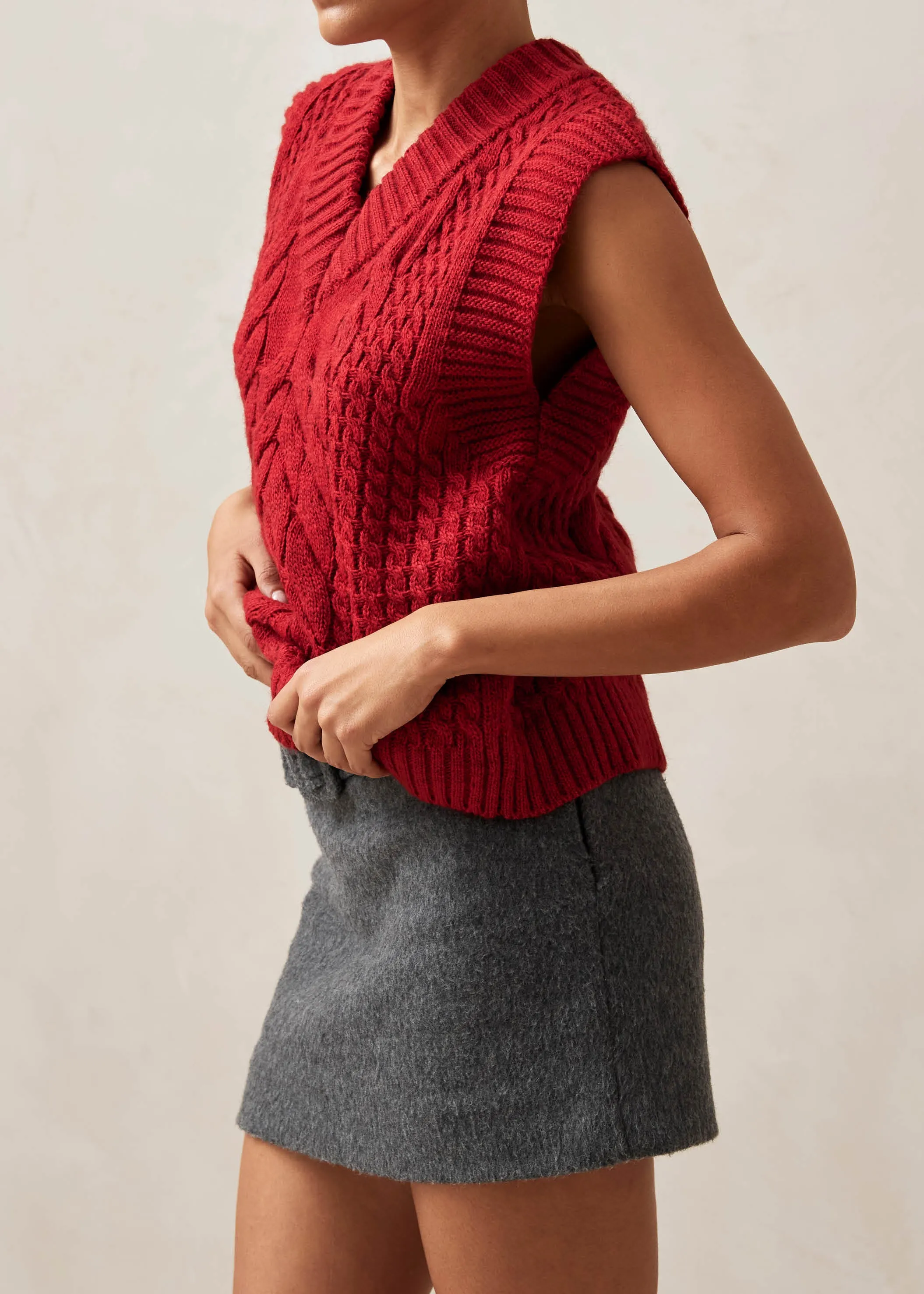 Cosy Red Tricot Vest  