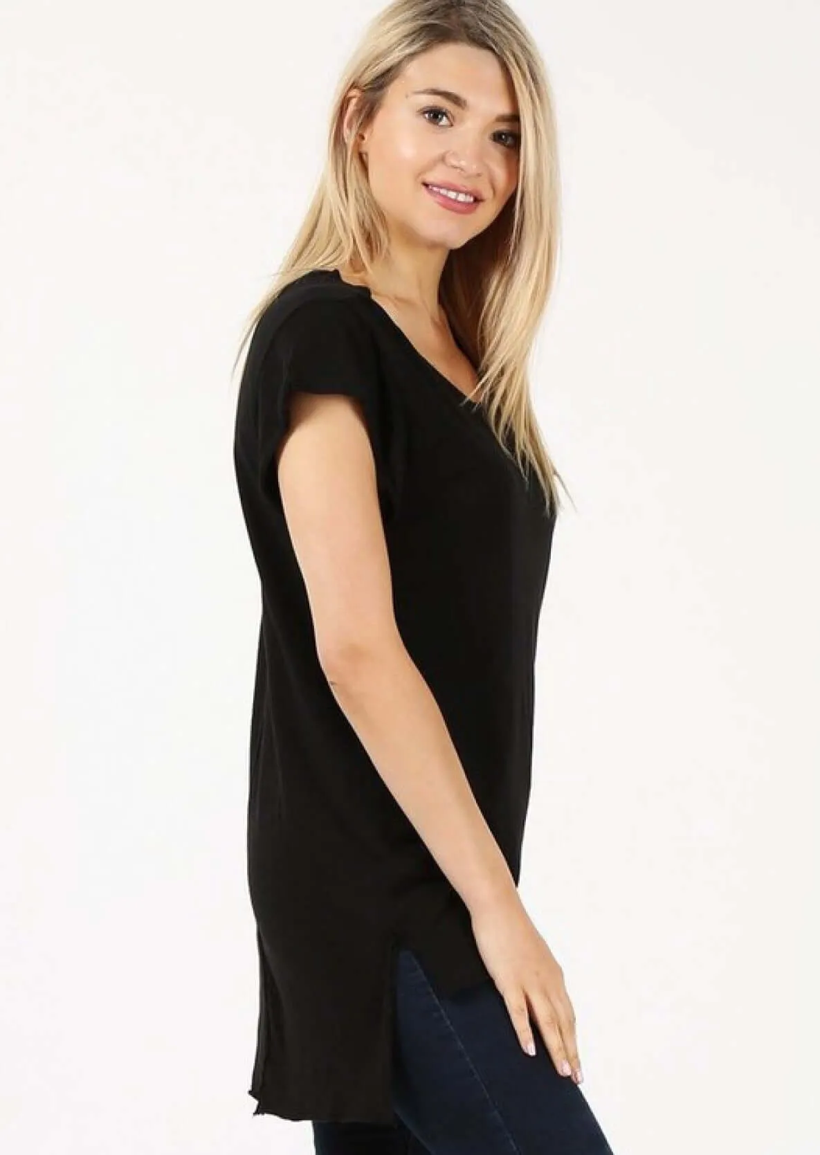 Cotton Modal High Low Tunic Tee Made in USA