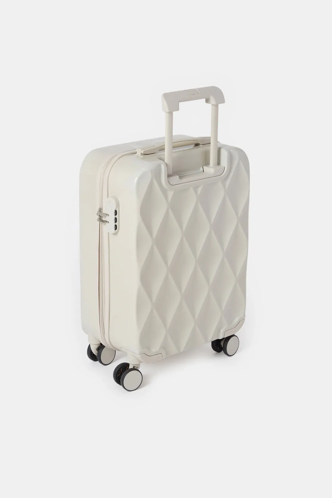 Cream Textured Trolley Luggage (20Inch)