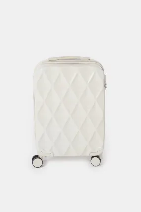 Cream Textured Trolley Luggage (20Inch)