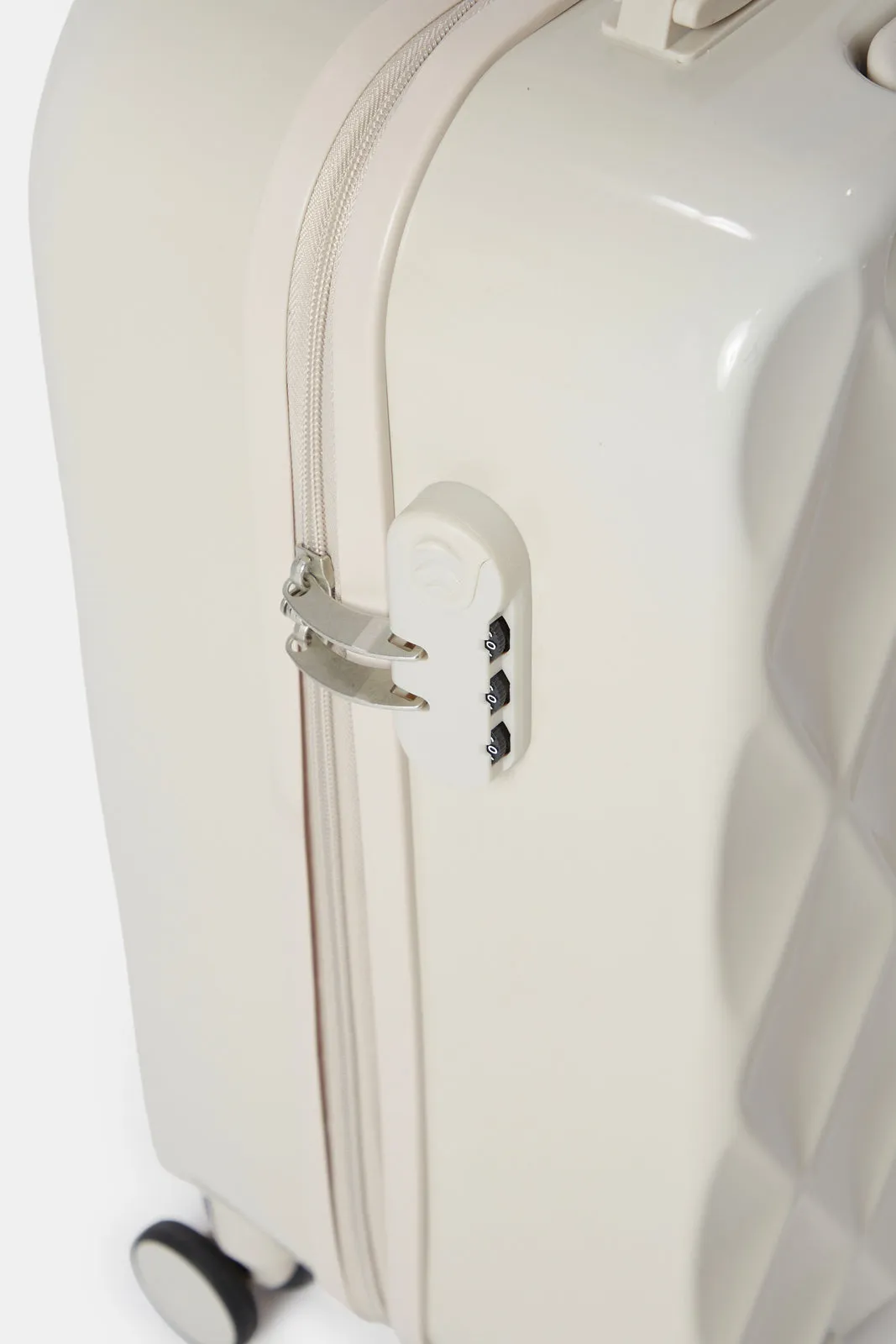 Cream Textured Trolley Luggage (20Inch)