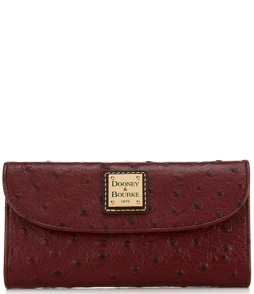 Dooney & Bourke Ostrich Collection Continental Snap Clutch Wallet