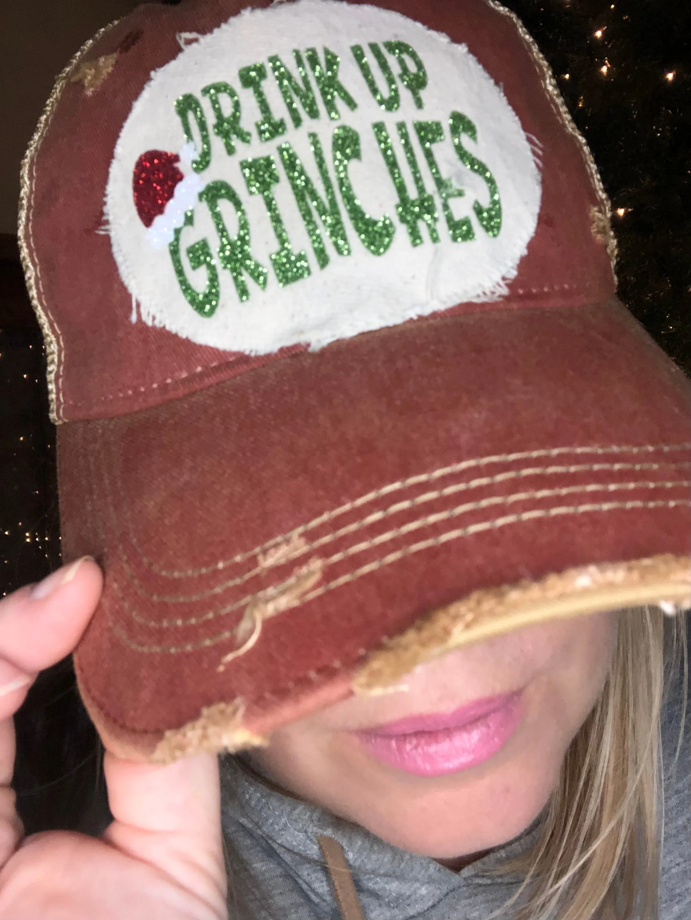 Drink Up Grinches Hat in  Brick Red