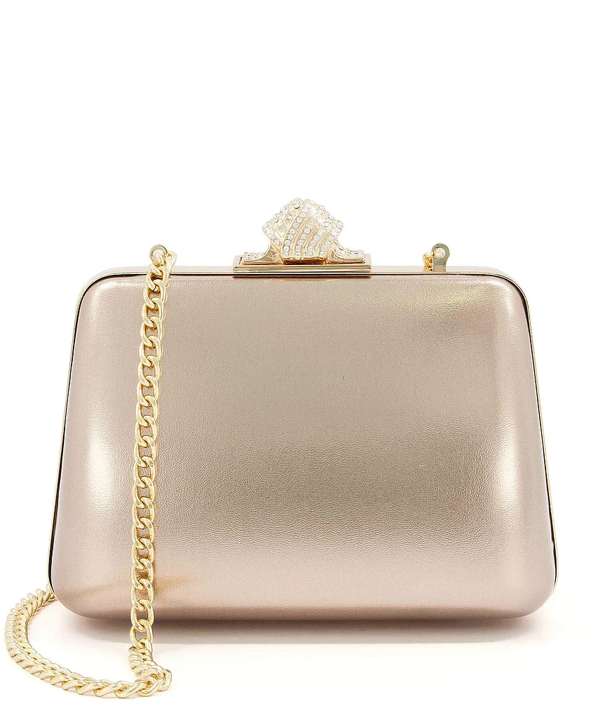 Dune London Become Embellished Faux Leather Clasp Clutch Bag