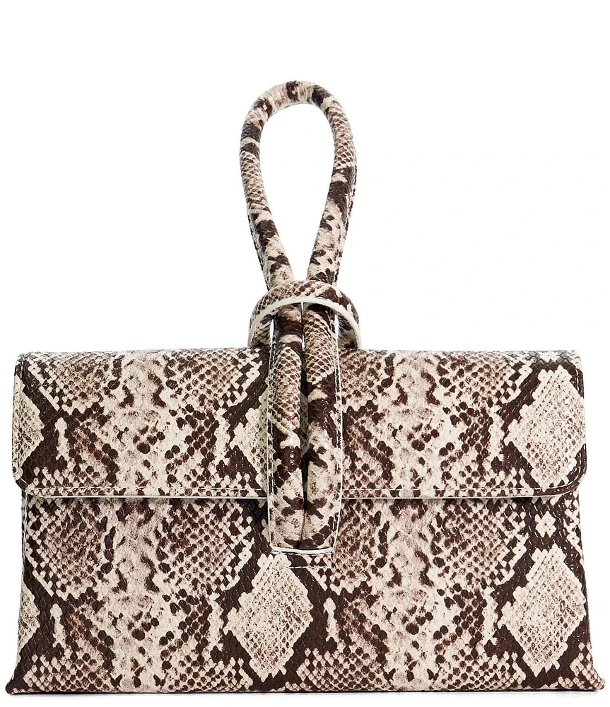 Dune London Brynie Snake Print Loop Handle Clutch