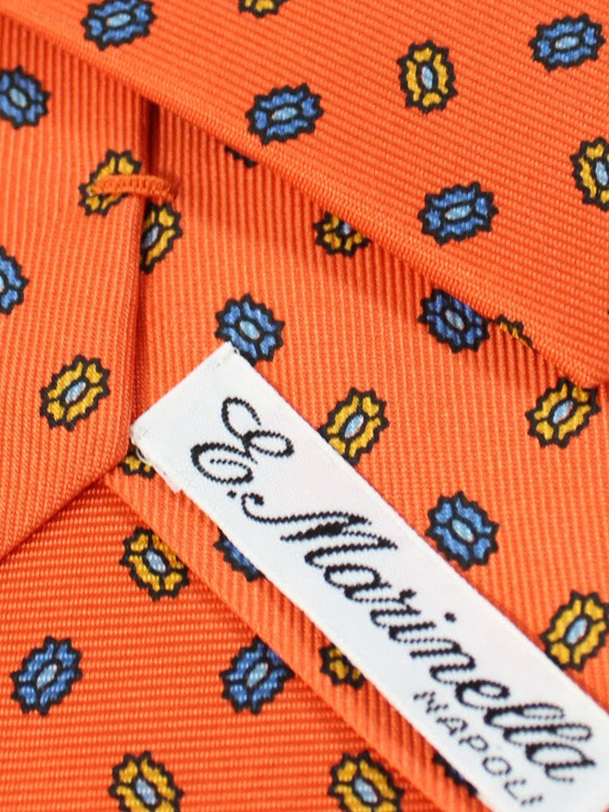 E. Marinella Tie Orange Geometrc Design - Wide Necktie