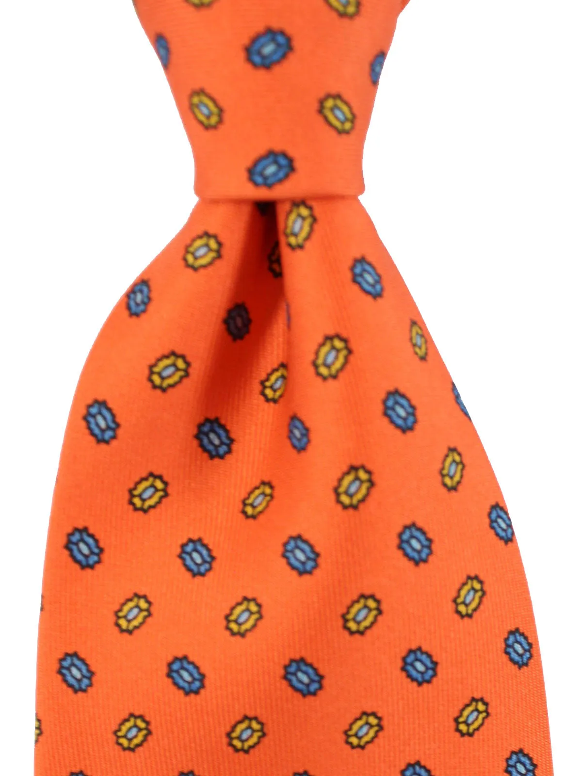 E. Marinella Tie Orange Geometrc Design - Wide Necktie