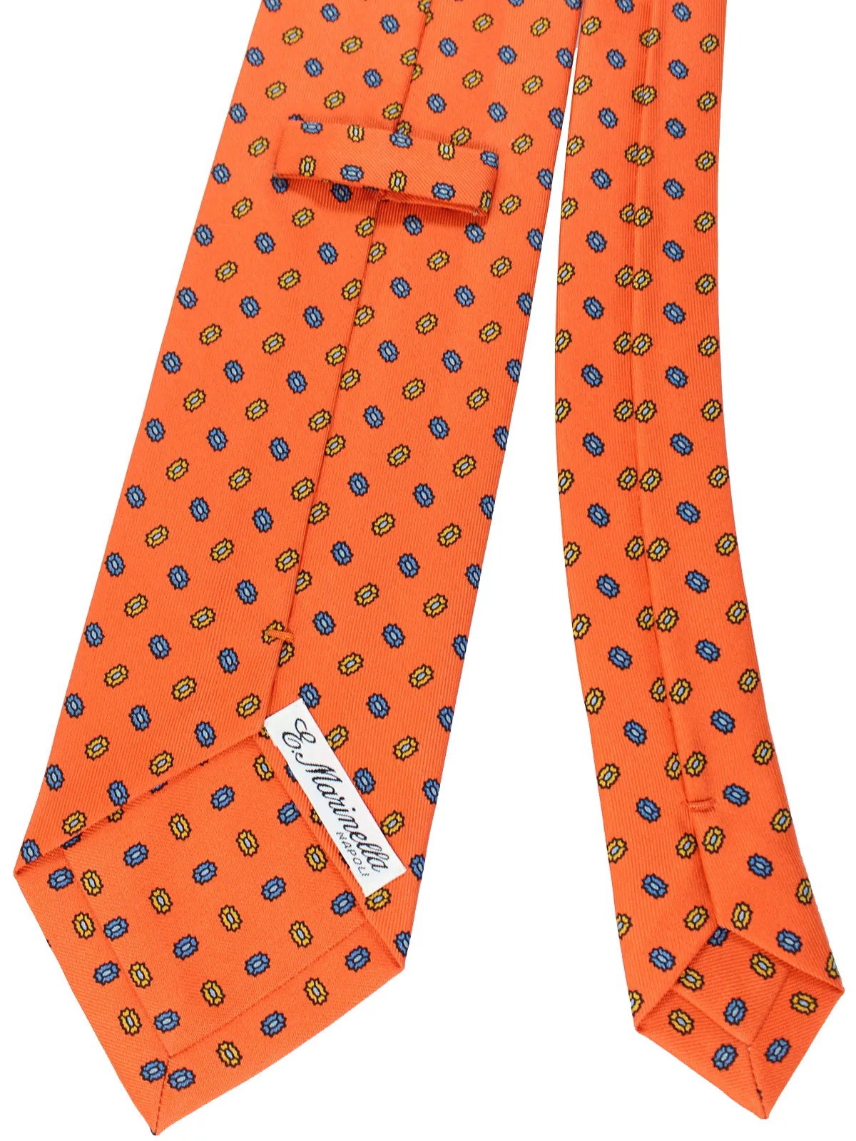 E. Marinella Tie Orange Geometrc Design - Wide Necktie