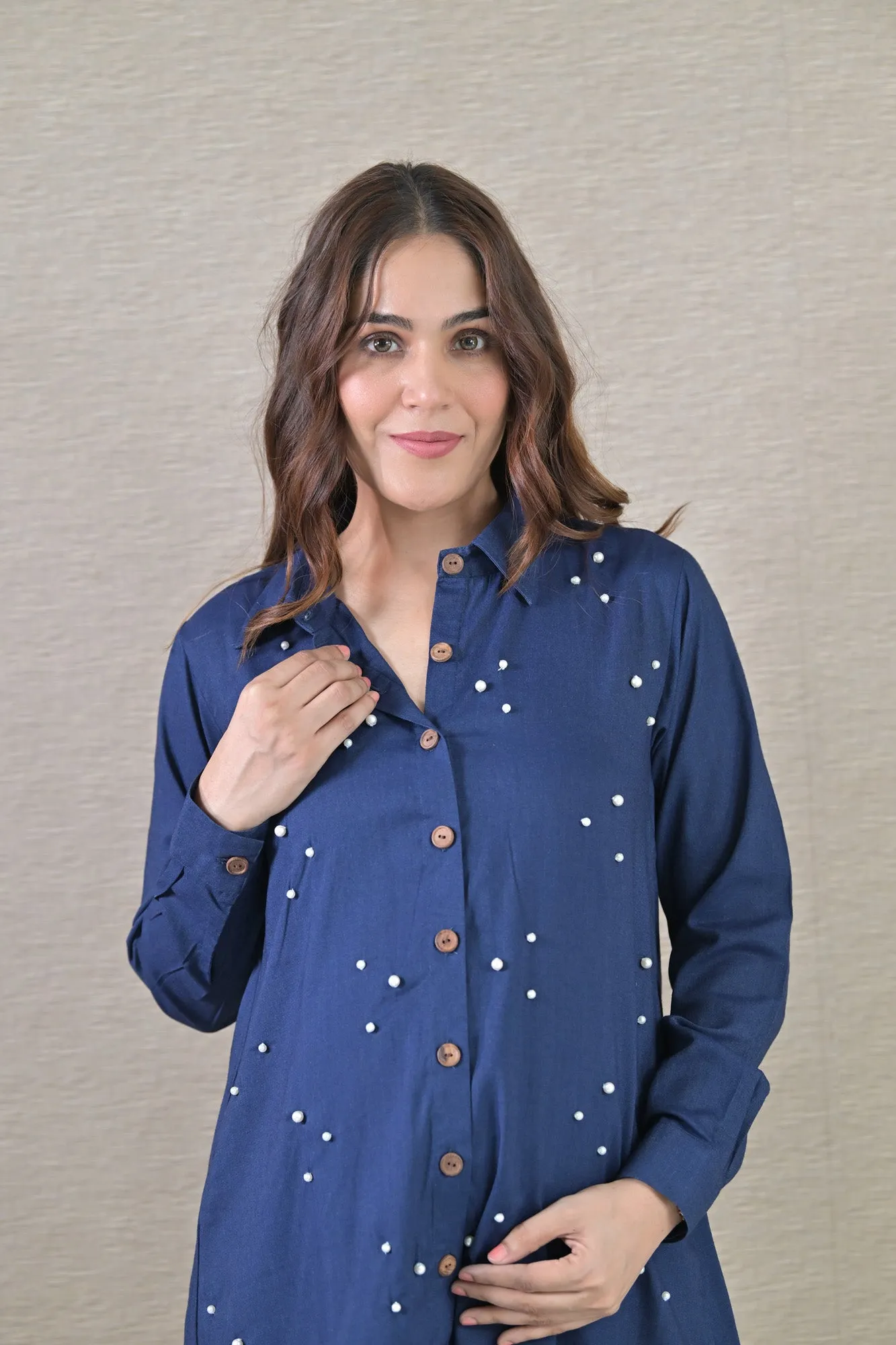 Embellished Denim Maternity & Nursing Top (100% Cotton)