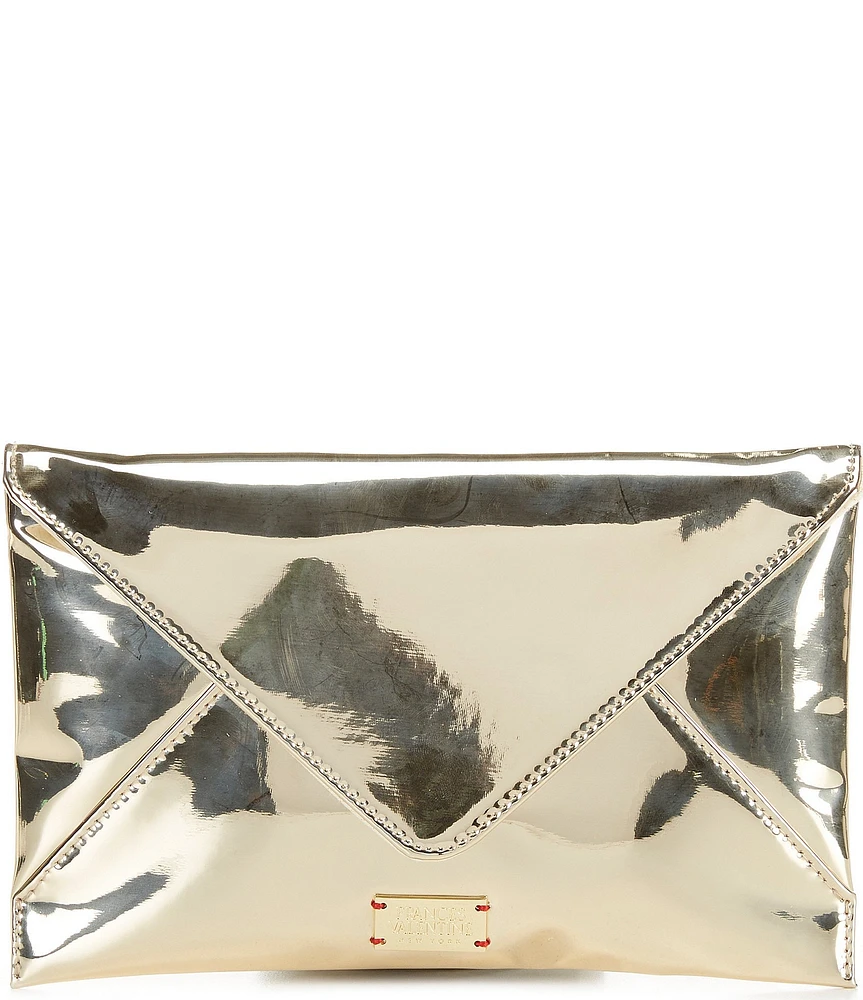 FRANCES VALENTINE Evie Mirror Gold Metallic Envelope Clutch