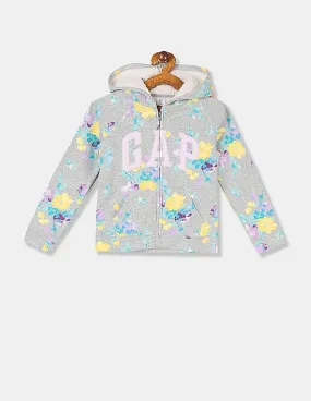 GAP Girls Grey Logo Cozy Hoodie Sweatshirt