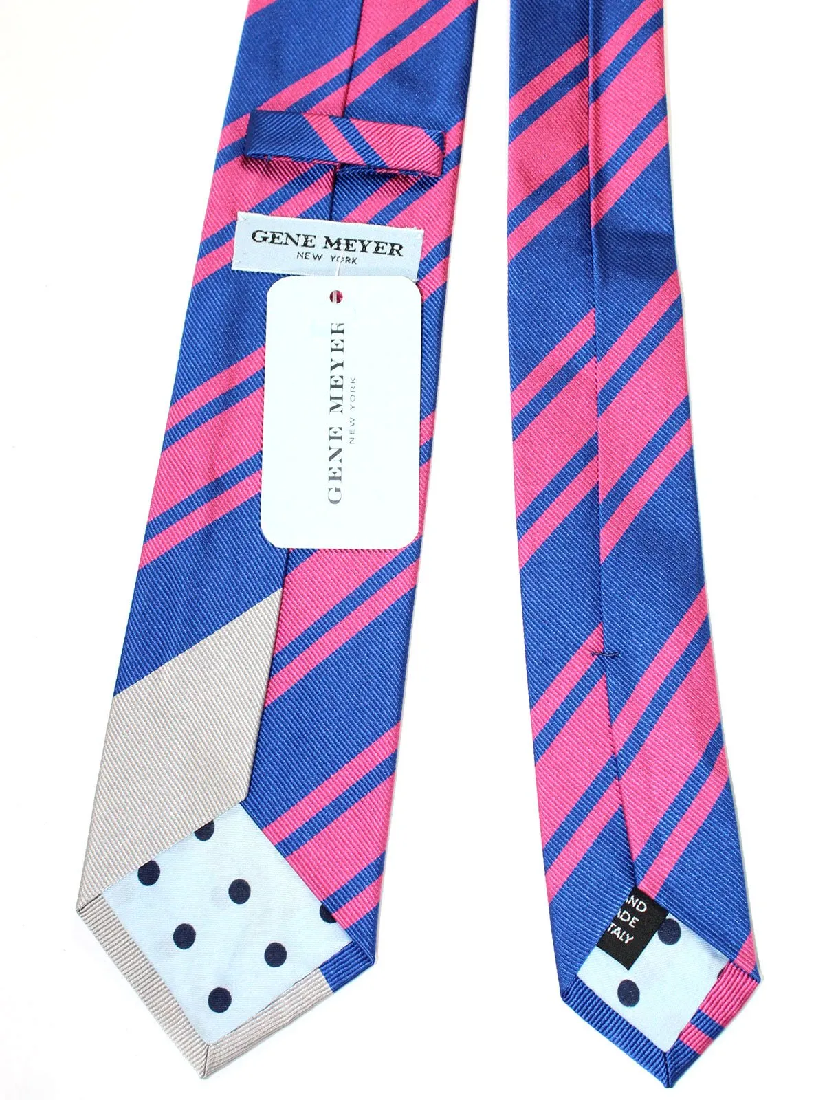 Gene Meyer Necktie Royal Pink Stripes Design SALE