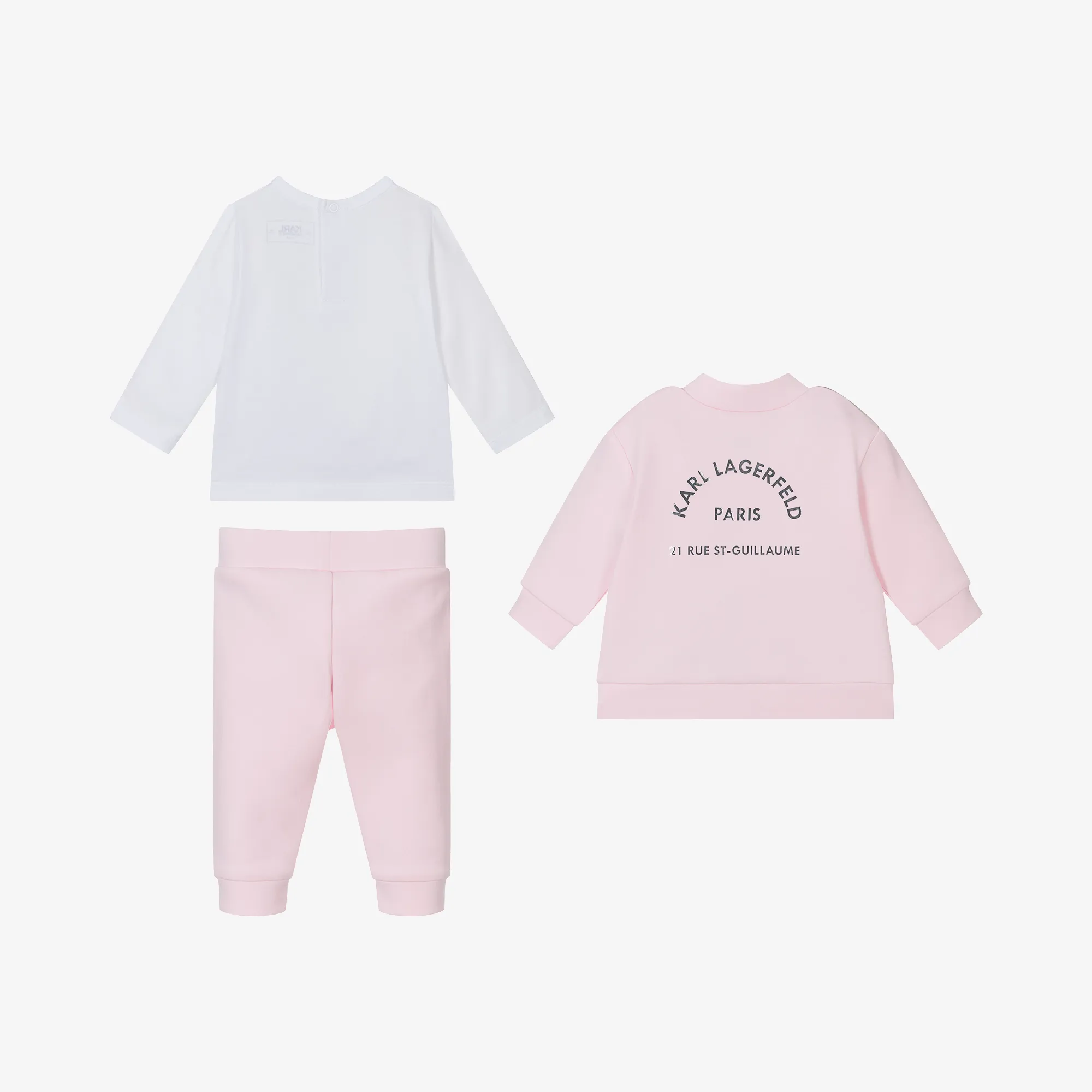 Girls Pink Cotton Choupette Tracksuit Set