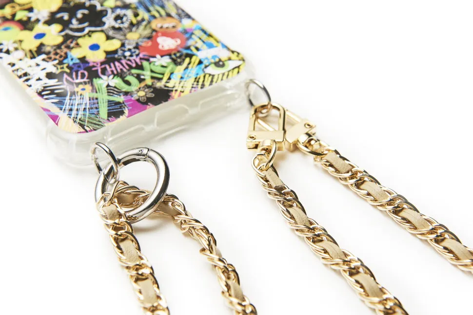 GOLD BEIGE DOUBLE CROSS CHAIN BAG CASE