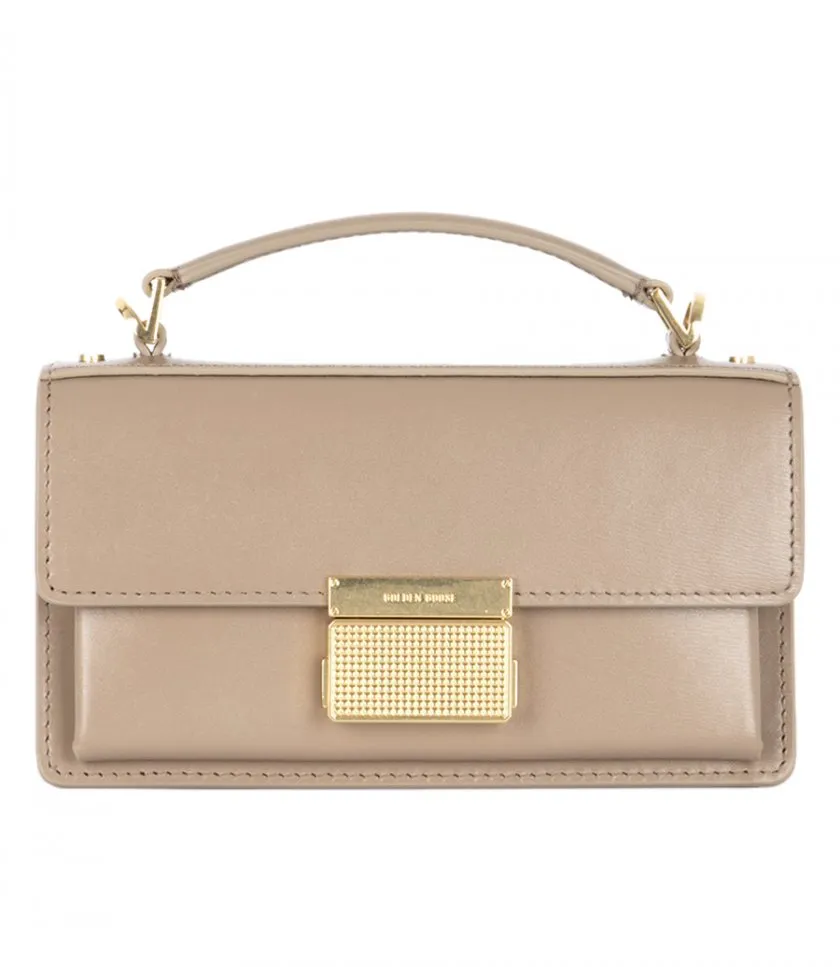 GOLDEN GOOSE SMALL VENEZIA BAG IN BEIGE BOARDED LEATHER WITH GOLD DETAILS