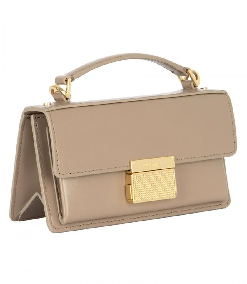 GOLDEN GOOSE SMALL VENEZIA BAG IN BEIGE BOARDED LEATHER WITH GOLD DETAILS