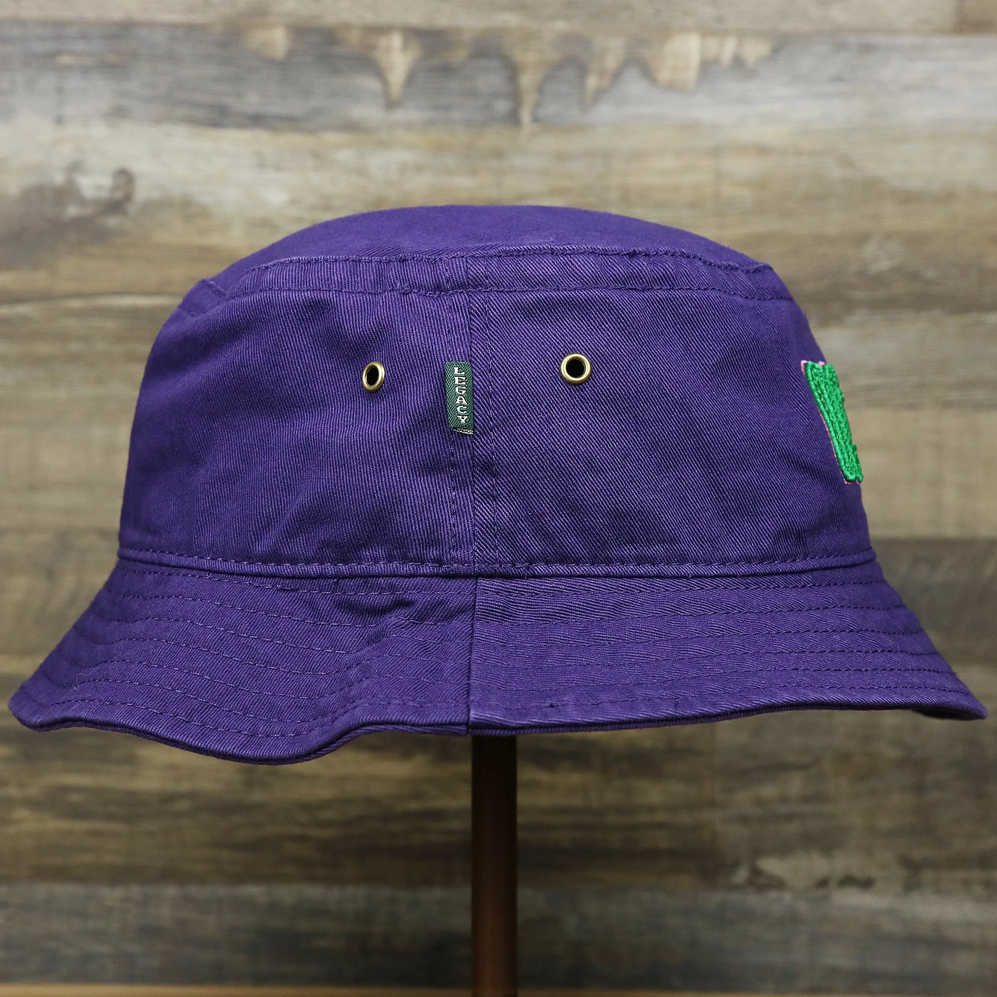 Green OCNJ Double Wordmark Pink Outline Bucket Hat | Purple Bucket Hat