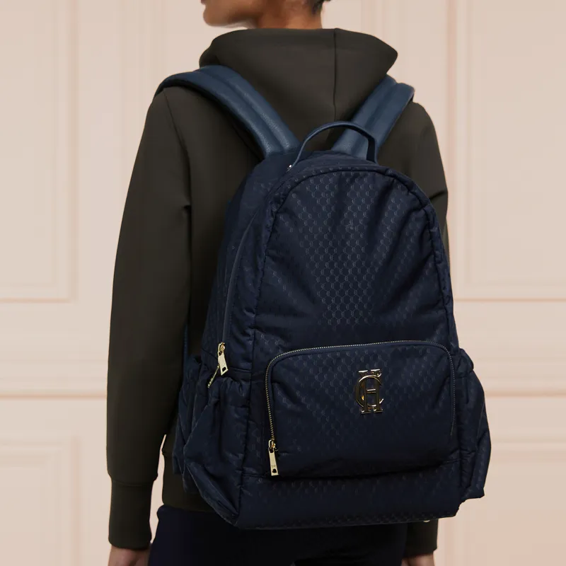 Holland Cooper Burghley Backpack - Ink Navy Monogram