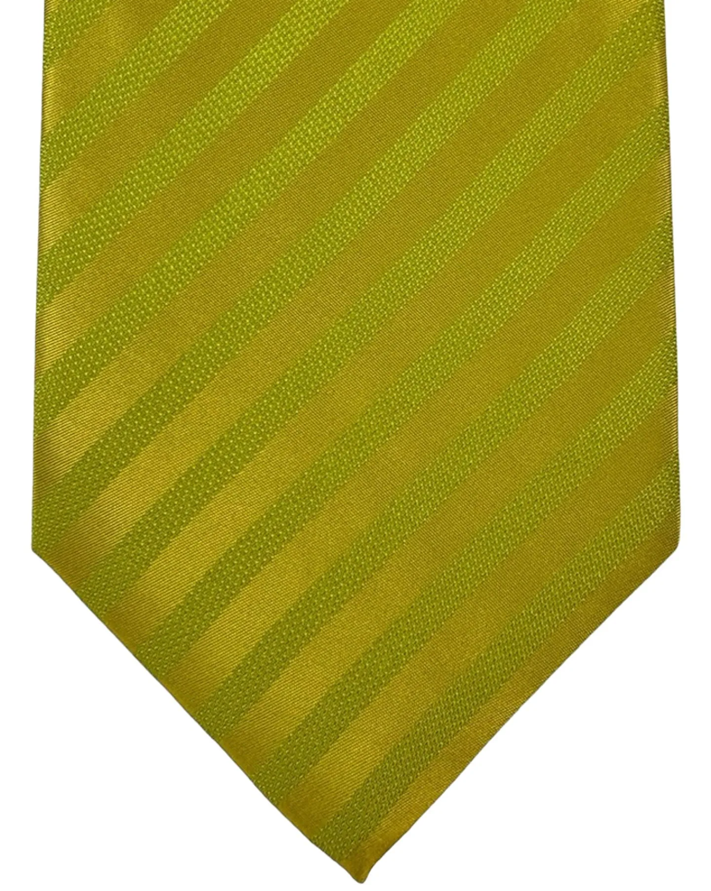 Isaia Tie Lime Stripes Design - Sartorial Silk Necktie SALE