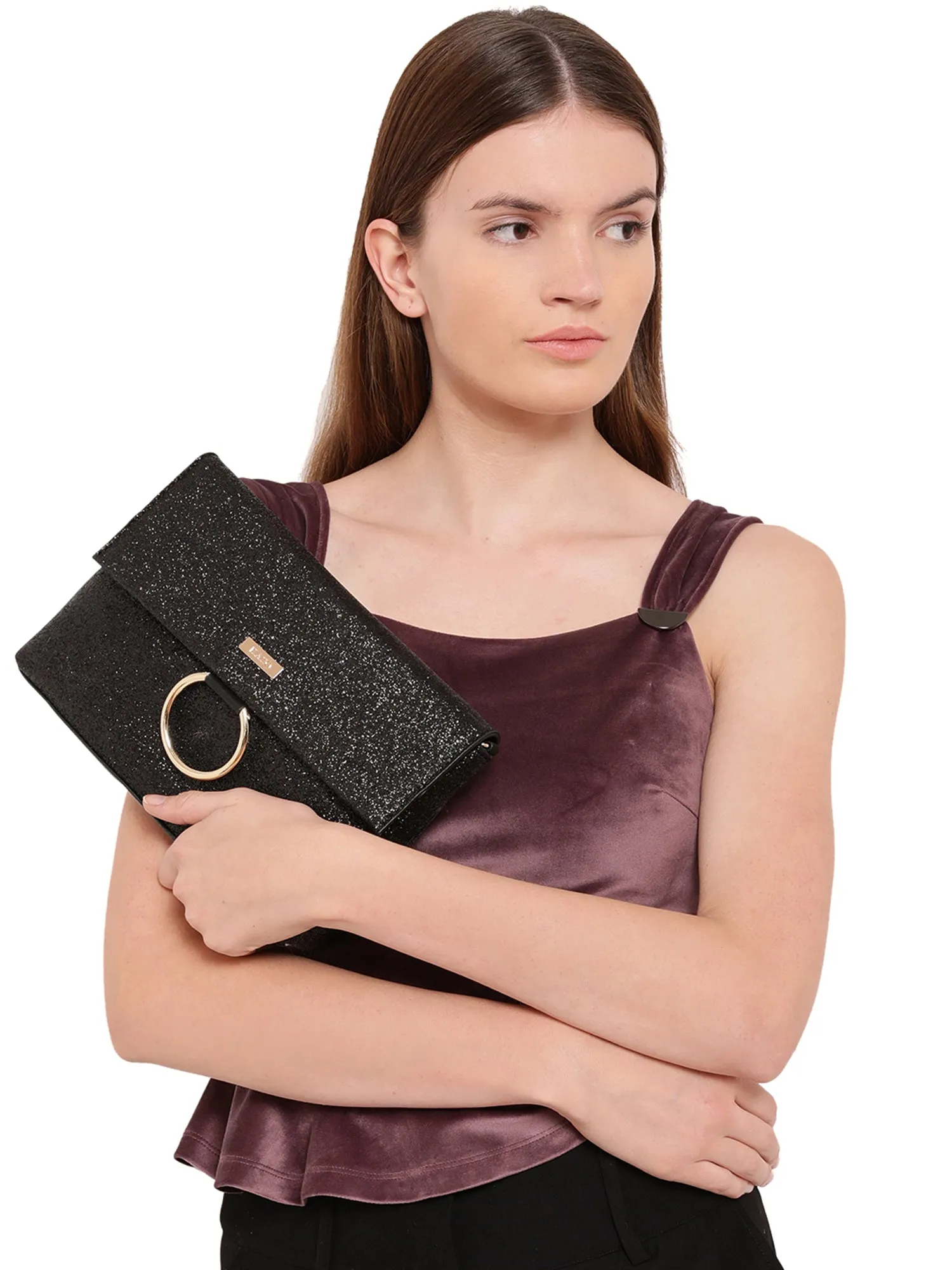 Kazo Black Embellished Clutch