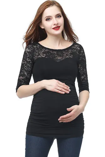 Kimi + Kai Maternity Trudy Lace Accent Top