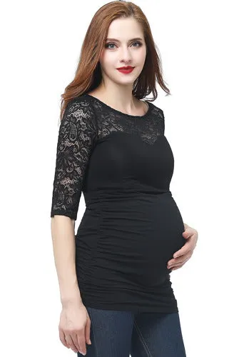 Kimi + Kai Maternity Trudy Lace Accent Top